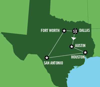 Map showing the Tour regions